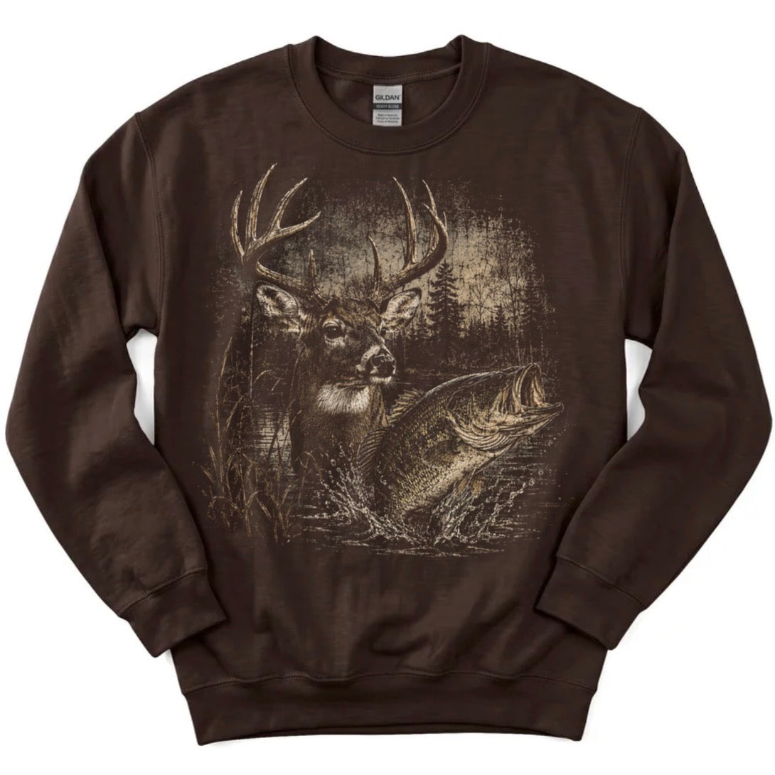 DEER & BASS CREWNECK!