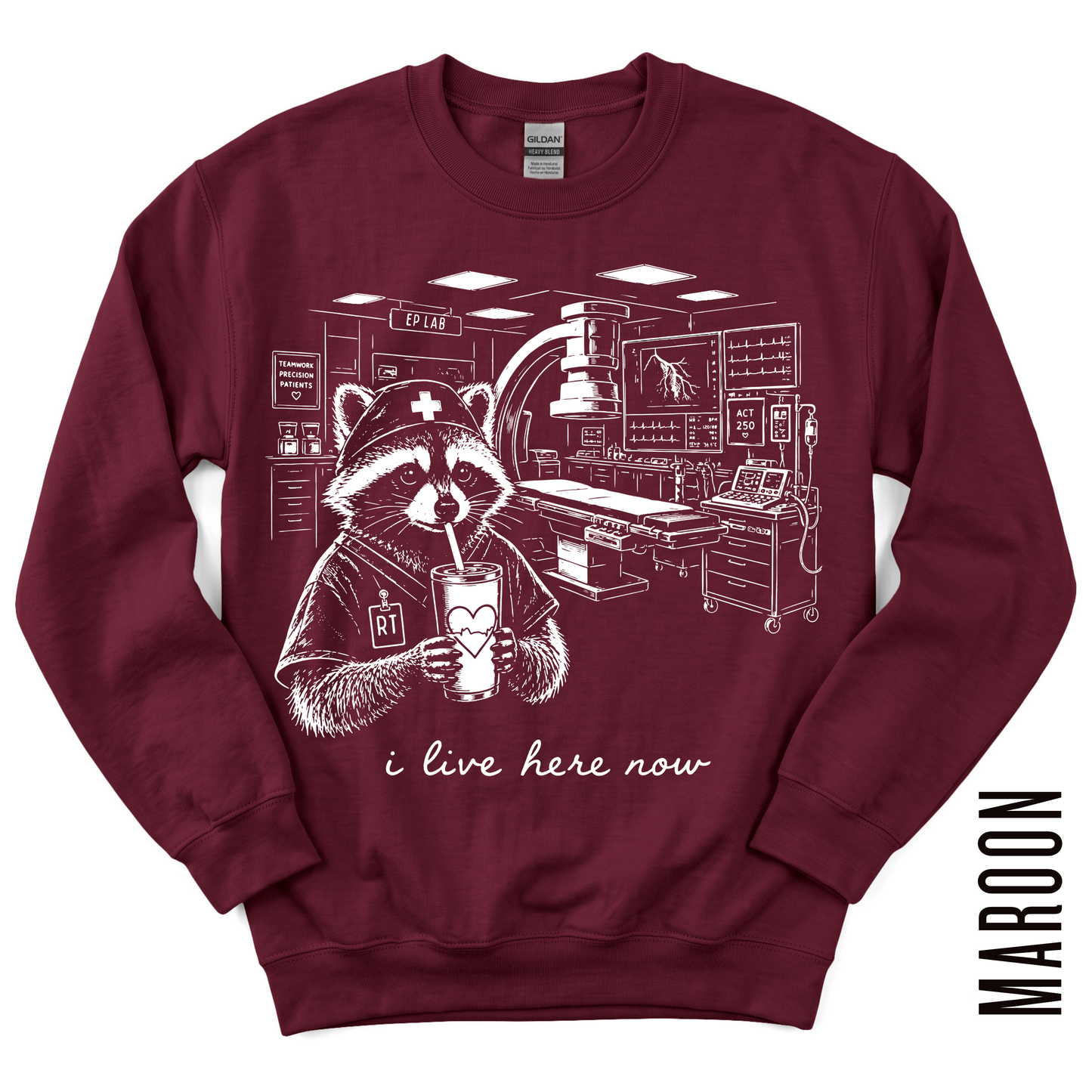 EP LAB RT LIVE HERE GILDAN CREWNECK!