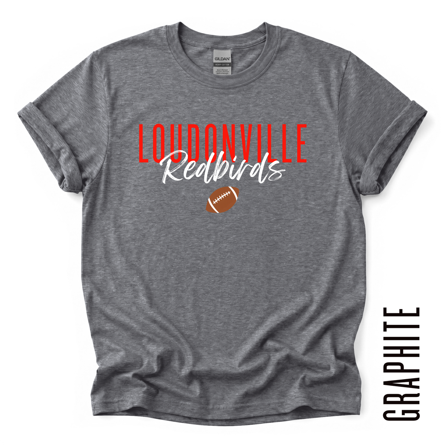 YOUTH LOUDONVILLE REDBIRD FOOTBALL TEE!