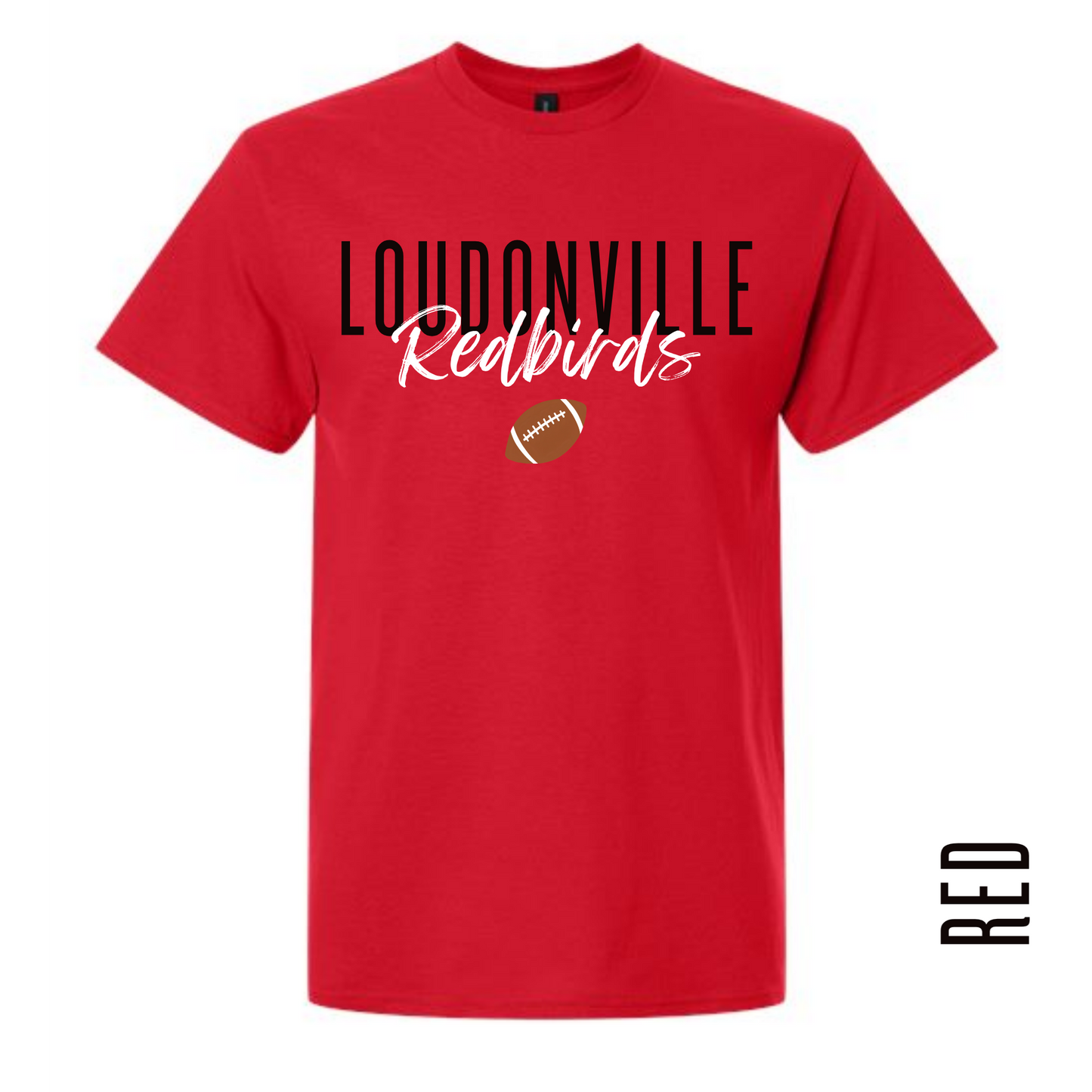 YOUTH LOUDONVILLE REDBIRD FOOTBALL TEE!