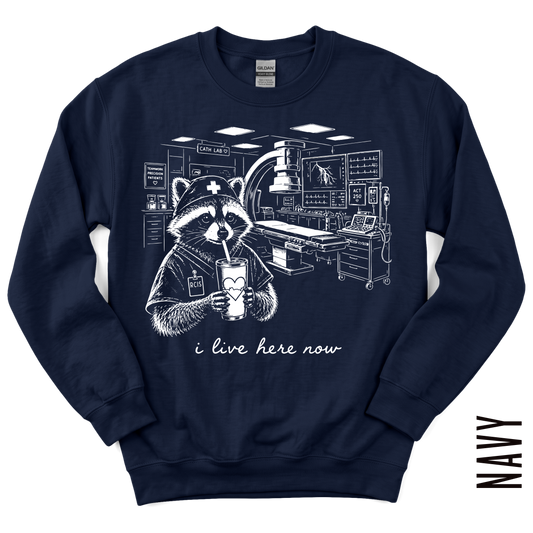 CATH LAB RCIS LIVE HERE GILDAN CREWNECK!