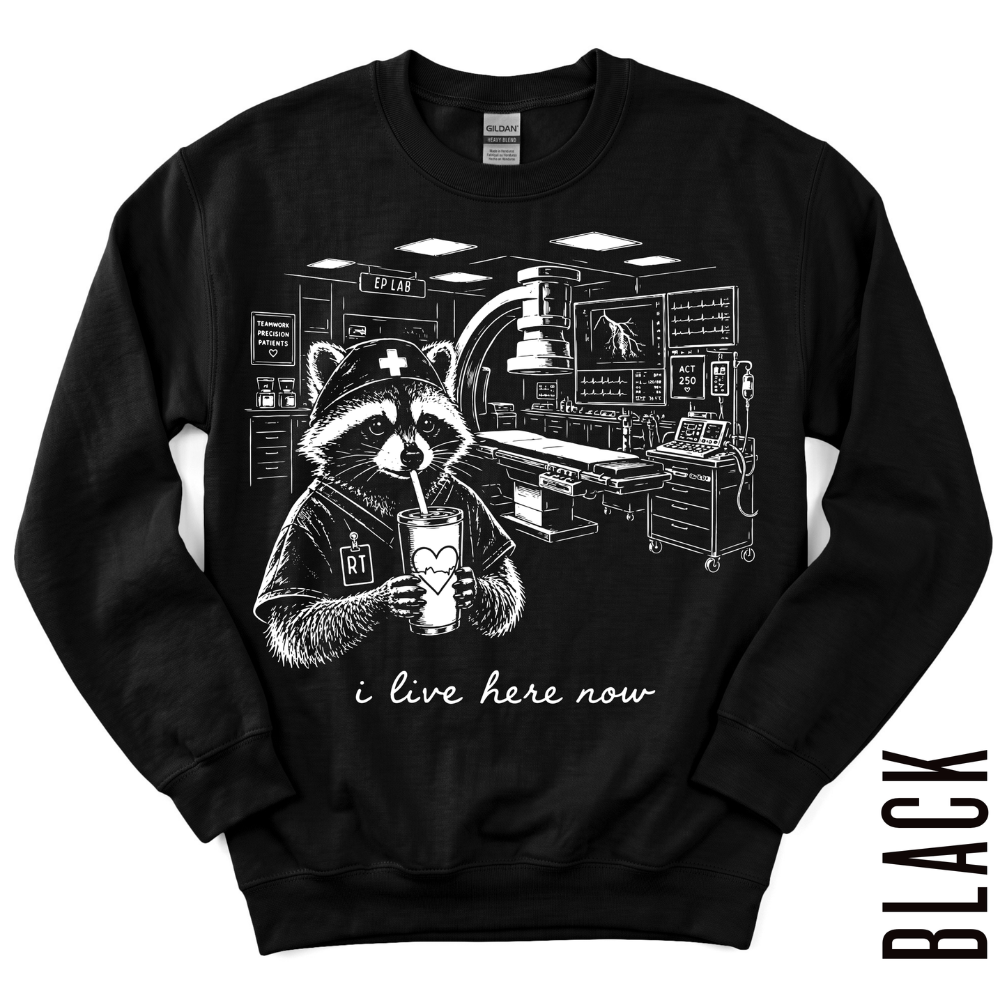 EP LAB RT LIVE HERE GILDAN CREWNECK!