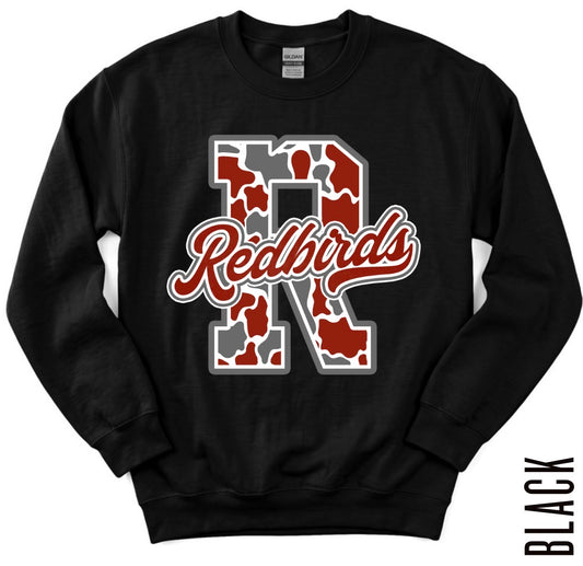 YOUTH CAMO REDBIRDS CREWNECK!