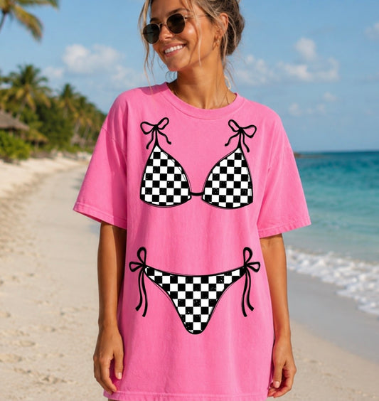 CHECKERED BIKINI TEE 🌊