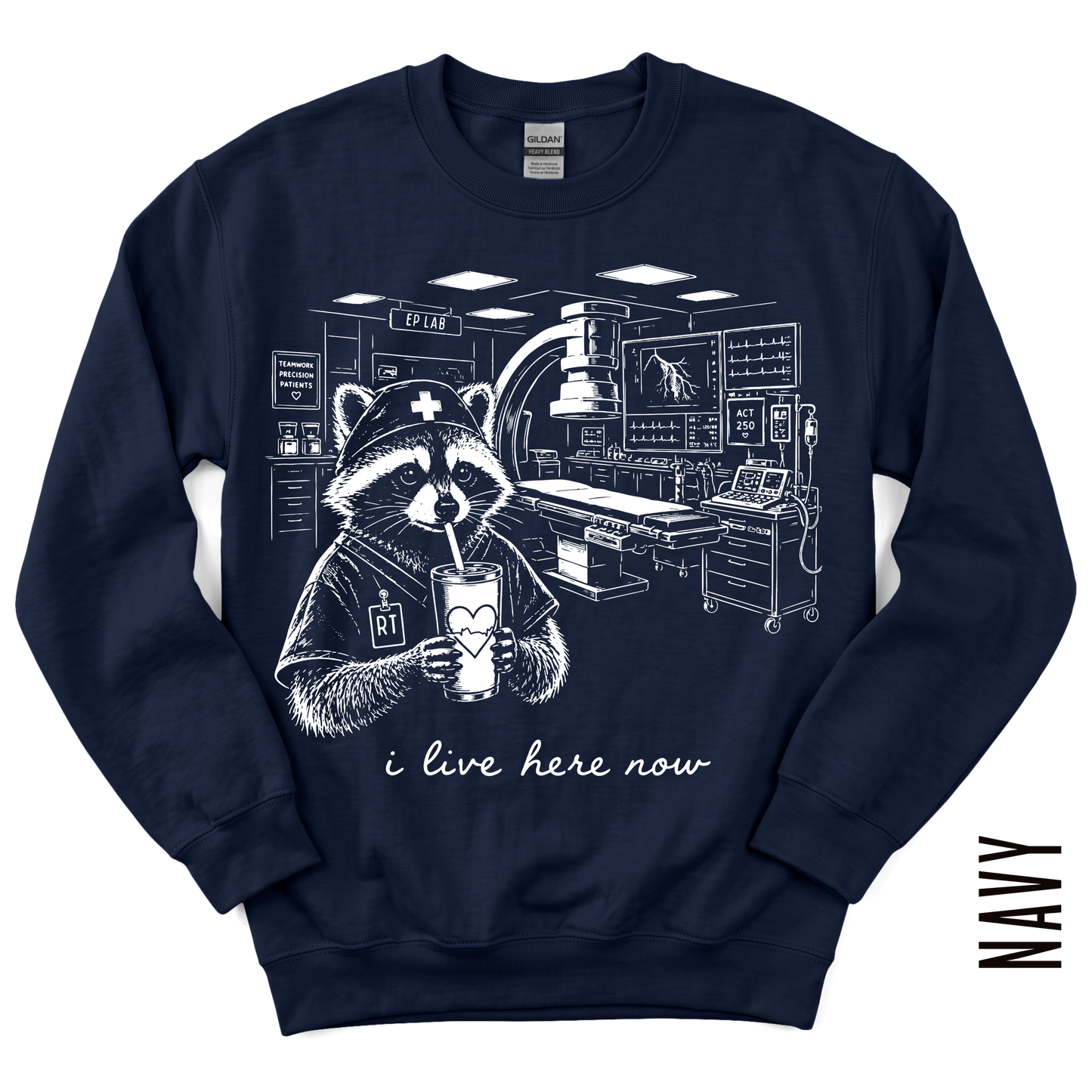 EP LAB RT LIVE HERE GILDAN CREWNECK!